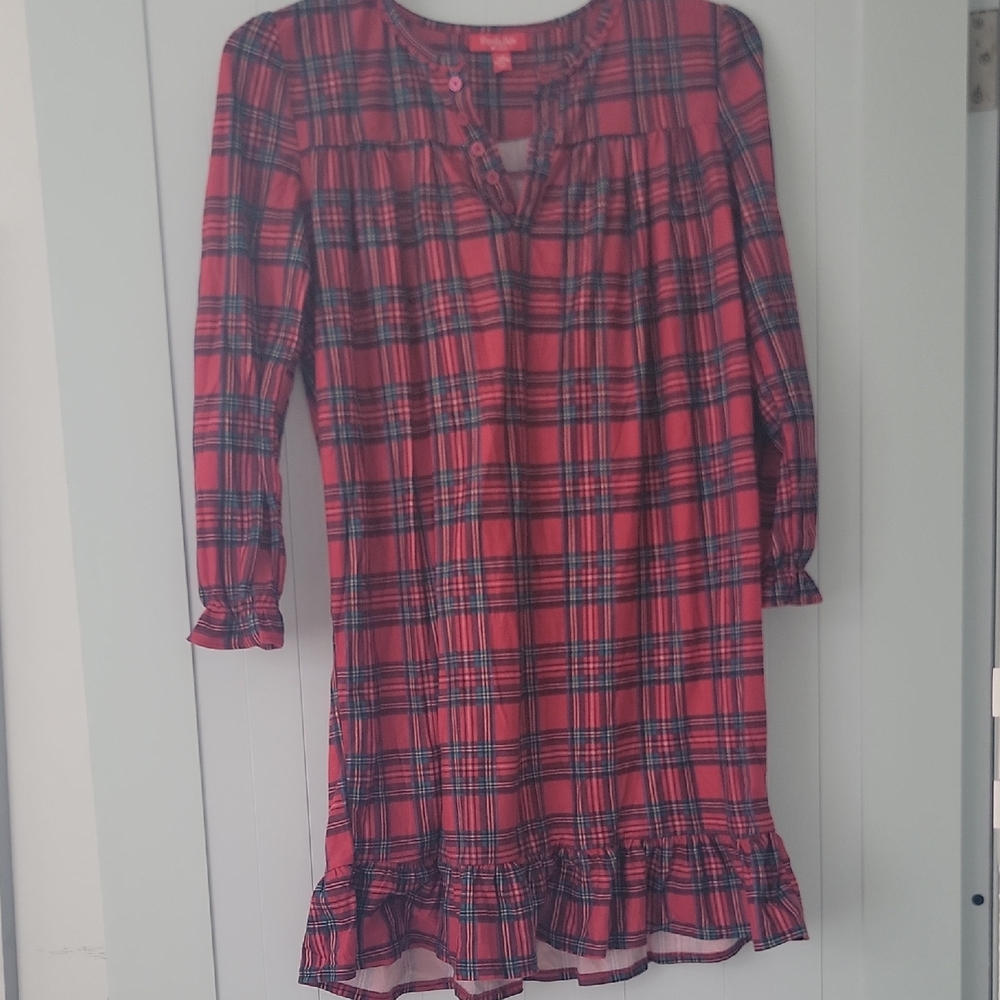 Red Plaid Long Sleeve Dress